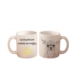 Chihuahueño - una taza con un perro. "... makes me happy". Alta calidad taza de cerámica.