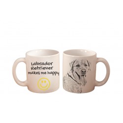 Cobrador de Labrador - una taza con un perro. "... makes me happy". Alta calidad taza de cerámica.