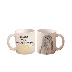 Lhasa Apso - a mug with a dog. "... makes me happy". High quality ceramic mug.