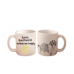 San bernardo - una taza con un perro. "... makes me happy". Alta calidad taza de cerámica.