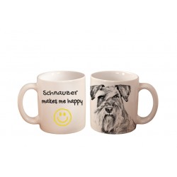 Schnauzer - una taza con un perro. "... makes me happy". Alta calidad taza de cerámica.