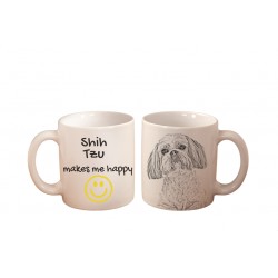Mug with a dog and description "... makes me happy"
