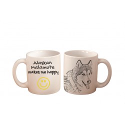 Malamute de Alaska - una taza con un perro. "... makes me happy". Alta calidad taza de cerámica.