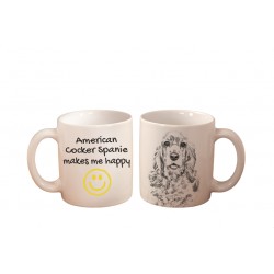 Cocker spaniel americano - una taza con un perro. "... makes me happy". Alta calidad taza de cerámica.