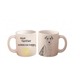 Fox Terrier - a mug with a dog. "... makes me happy". High quality ceramic mug.