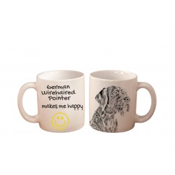 German Wirehaired Pointer - a mug with a dog. "... makes me happy". High quality ceramic mug.