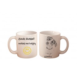 Jack Russell Terrier - a mug with a dog. "... makes me happy". High quality ceramic mug.
