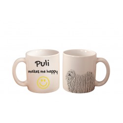 Puli - a mug with a dog. "... makes me happy". High quality ceramic mug.