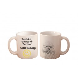 Dandie Dinmont terrier- a mug with a dog. "... makes me happy". High quality ceramic mug.