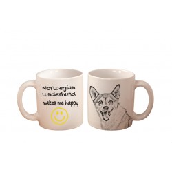 Norwegian Lundehund - a mug with a dog. "... makes me happy". High quality ceramic mug.