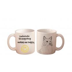Icelandic sheepdog - a mug with a dog. "... makes me happy". High quality ceramic mug.