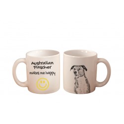 Austrian Pinscher - a mug with a dog. "... makes me happy". High quality ceramic mug.