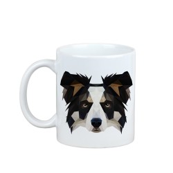 Disfrutando de una taza con mi perrito Collie fronterizo - una taza con un perro geométrico