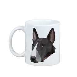 Disfrutando de una taza con mi perrito Bull terrier inglés - una taza con un perro geométrico