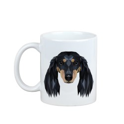 Disfrutando de una taza con mi perrito Perro salchicha longhaired - una taza con un perro geométrico