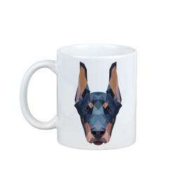 Disfrutando de una taza con mi perrito Dobermann - una taza con un perro geométrico
