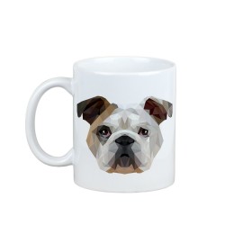 Profitant d'une tasse avec mon chiot Bouledogue Anglais - une tasse avec un chien géométrique
