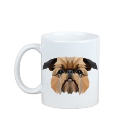Profitant d'une tasse avec mon chiot Griffon bruxellois - une tasse avec un chien géométrique