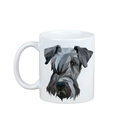 Disfrutando de una taza con mi perrito Terrier Checo - una taza con un perro geométrico