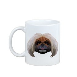 Disfrutando de una taza con mi perrito Pekinés - una taza con un perro geométrico