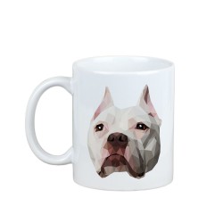 Disfrutando de una taza con mi perrito Pit bull terrier americano - una taza con un perro geométrico