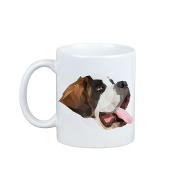Disfrutando de una taza con mi perrito San bernardo - una taza con un perro geométrico