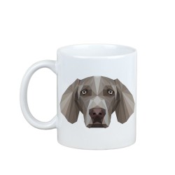 Disfrutando de una taza con mi perrito Braco de Weimar - una taza con un perro geométrico