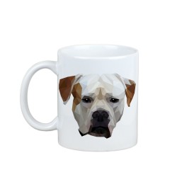Enjoying a cup with my pup American Bulldog - a mug with a geometric dog