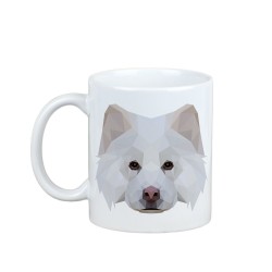 Disfrutando de una taza con mi perrito Lapinkoira - una taza con un perro geométrico