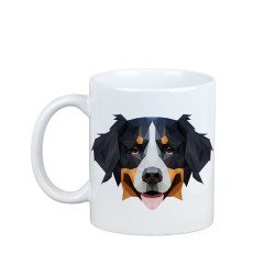 Disfrutando de una taza con mi perrito Boyero de Berna - una taza con un perro geométrico