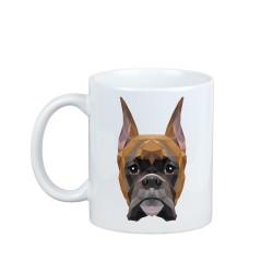 Disfrutando de una taza con mi perrito Bóxer alemán cropped - una taza con un perro geométrico