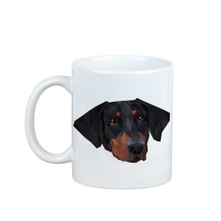 Enjoying a cup with my pup Dobermann uncropped - a mug with a geometric dog