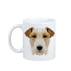 Disfrutando de una taza con mi perrito Fox Terrier - una taza con un perro geométrico