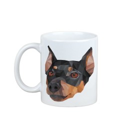 Disfrutando de una taza con mi perrito Pinscher alemán - una taza con un perro geométrico