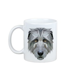 Disfrutando de una taza con mi perrito Cazador de lobos irlandés - una taza con un perro geométrico