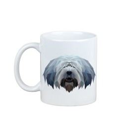 Enjoying a cup with my pup Polish Lowland Sheepdog - a mug with a geometric dog