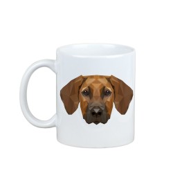 Disfrutando de una taza con mi perrito Perro Crestado de Rhodesia - una taza con un perro geométrico