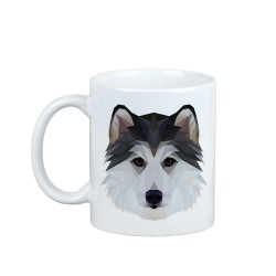 Enjoying a cup with my pup Siberian Husky - a mug with a geometric dog