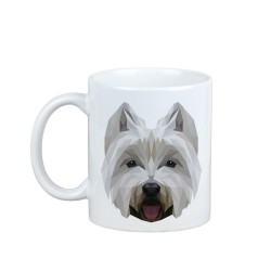 Profitant d'une tasse avec mon chiot West Highland White Terrier - une tasse avec un chien géométrique