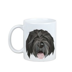 Disfrutando de una taza con mi perrito Terrier Ruso Negro - una taza con un perro geométrico