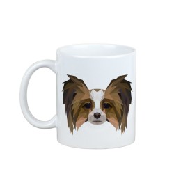 Enjoying a cup with my pup Papillon - a mug with a geometric dog
