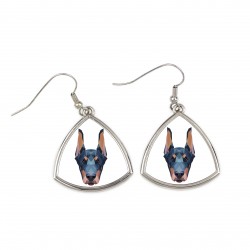 Earrings with a Dobermann dog. A new collection with the geometric dog