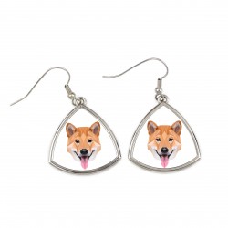Earrings with a Shiba Inu dog. A new collection with the geometric dog