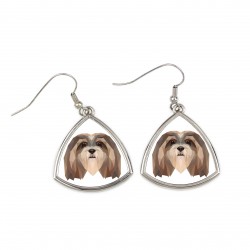 Earrings with a Lhasa Apso dog. A new collection with the geometric dog