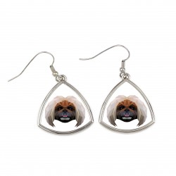 Earrings with a Pekingese dog. A new collection with the geometric dog
