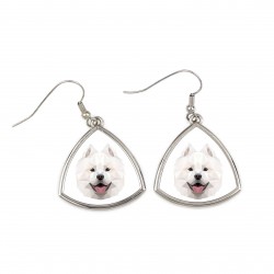 Earrings with a Samoyed dog. A new collection with the geometric dog