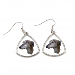 Earrings with a Grey Hound dog. A new collection with the geometric dog