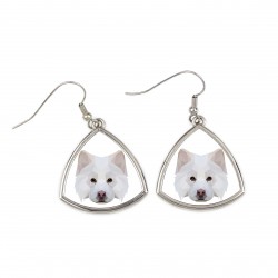 Earrings with a Finnish Lapphund dog. A new collection with the geometric dog