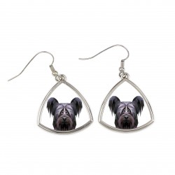 Boucles d'oreilles avec un chien Skye Terrier. Une nouvelle collection avec le chien géométrique