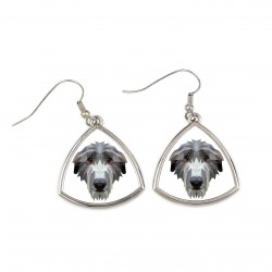 Earrings with a Scottish deerhound dog. A new collection with the geometric dog